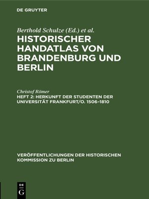 cover image of Herkunft der Studenten der Universität Frankfurt/O. 1506–1810